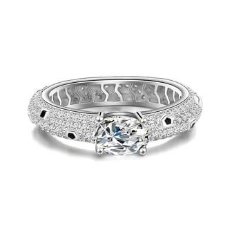 1pc 1 Carat 5*7mm Oval Moissanite Diamond Engagement Ring For Women, S925 Sterling Silver Proposal Ring, Anniversary Gift With Certificate