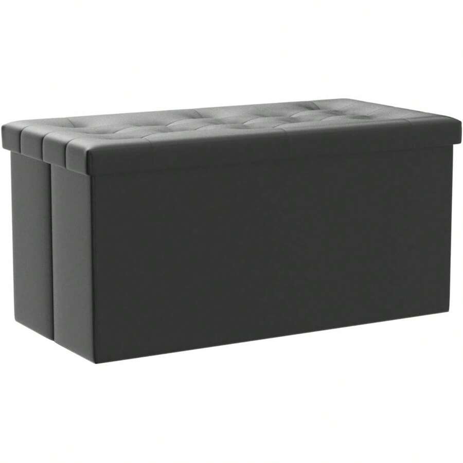 PRANDOM Extra Large Ottoman With Storage [1Pack] Velvet Folding Small