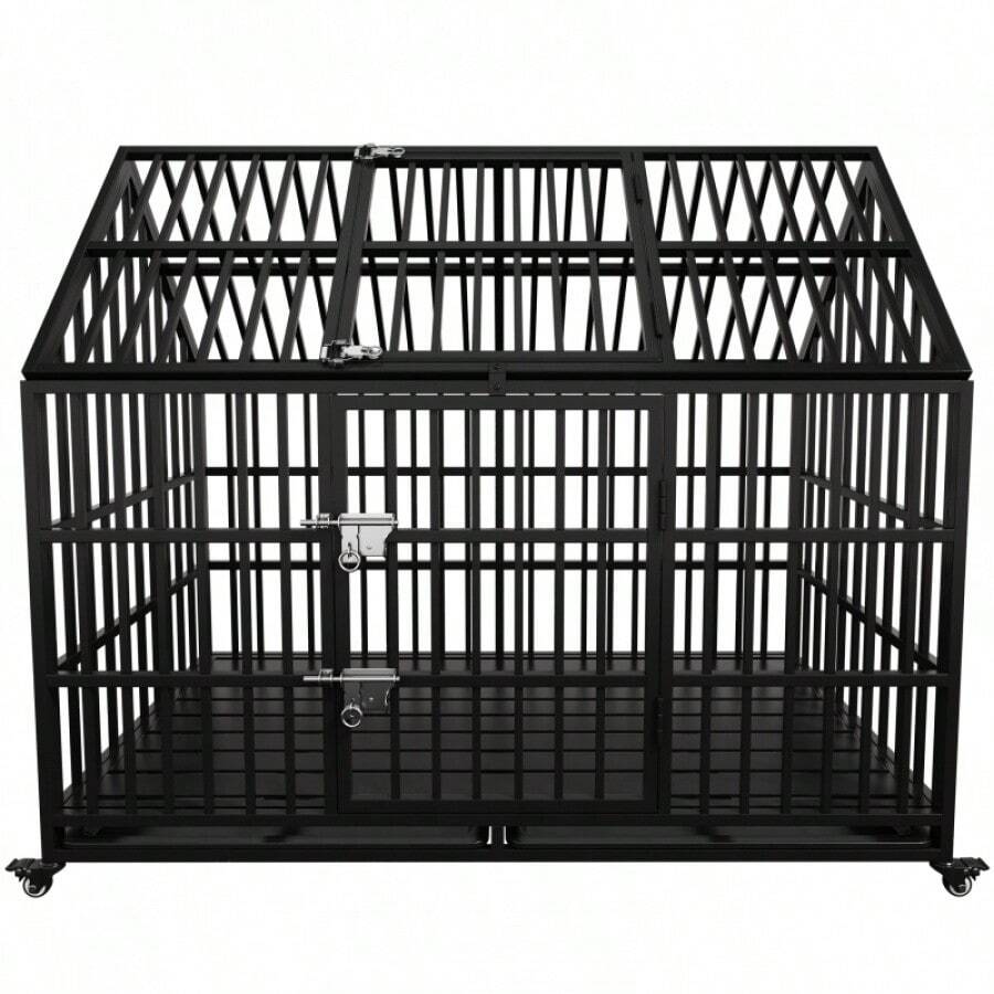 54" Heavy Duty Dog Crate Large Dog Cage Strong Metal Dog Kennels And