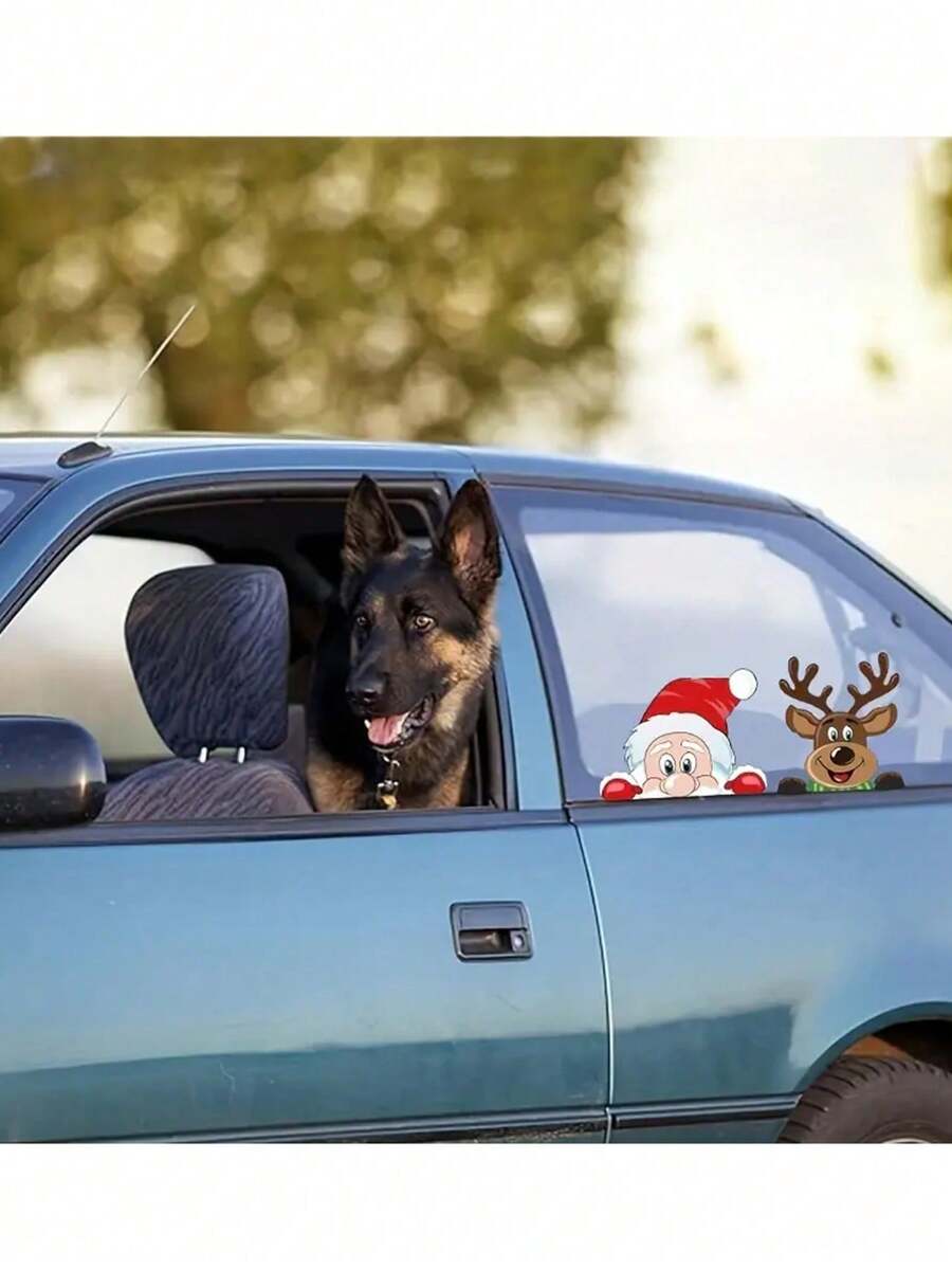 2 miếng dán cửa sổ xe hơi Giáng sinh, miếng dán trang trí Giáng sinh, miếng dán tuần lộc Giáng sinh, miếng dán tường Giáng sinh - Nhiều màu - Xem 1