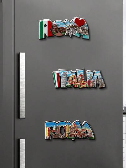 Adesivo magnético criativo retrô 3D de 1 peça, ímãs de decoração para casa com palavras em inglês, lembrança de viagem personalizada para decoração de geladeira