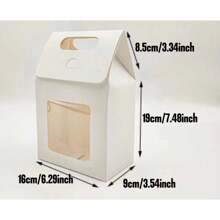 12/24pcs/Pack Minimalist Solid Color Kraft Paper Gift Boxes With Window And Handle, Suitable For Holiday Party, Birthday, Wedding, Small Gifts, Flowers, Toys, Accessories,Christmas - White - View 7