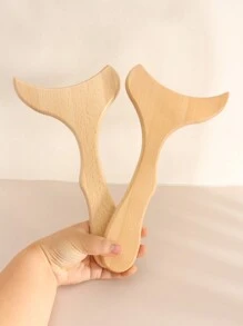 1 块木制刮痧按摩板，采用鱼尾设计，用于全身经络刮痧和按摩、刮痧、淋巴引流、消脂、背部抓挠、学校、返校、旅行、旅行必需品、家居必需品、水疗、按摩工具、按摩 - 棕色 - 查看 5