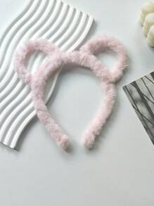 1件装女士秋冬毛绒可爱3D耳朵发箍，卡通熊造型甜美发箍，简约时尚日常发饰，发圈头饰，家居美发饰品 - 彩色 - 查看 9