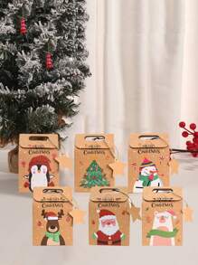 Hộp kẹo Giáng sinh vui vẻ 24 chiếc có thẻ 6 mẫu giấy kraft đựng bánh quy Túi đựng quà tặng tiệc Giáng sinh 2024 Trang trí nhà năm mới 2025 - Màu be - Xem 1