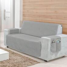 Casa Viva Protetor de Sofá Lorena 3 Lugares Decoração de Sofá, Capa de Sofá - Cinza - Visão 2