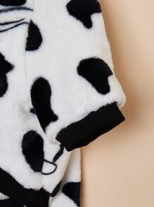 1pc Random Color Cow Print Fleece Sweatshirt For Small Dogs & Cats, Pet Clothing, Warm Autumn/Winter Sleepwear, Please Check Pet's Neck & Chest Size Before Purchase
