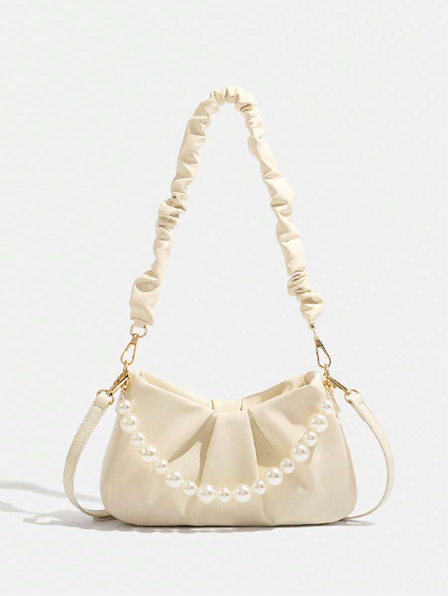 包包女2024新款夏季小众腋下包通勤高级感云朵单肩全包纹理斜挎包 - 白色 - 查看 1