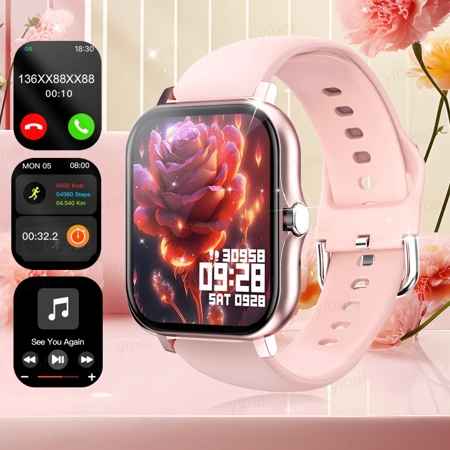 全新热销 1 件装硅胶表带男士智能手表，支持拨号/接听电话、计步器、卡路里燃烧跟踪、闹钟、来电和消息提醒，1.83 英寸全触摸屏，兼容 Android 和 IOS，超值礼物 - 多色 - 查看 1