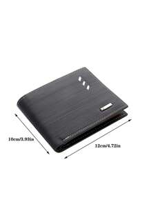 Men Metal Detail Small Wallet Credit Card Small Purse ID Window Bi-Fold Men Wallet Dad Gifts PU Leather Lightweight Minimalist Fashion Modern Business Anniversary On Valentine Day For Birthday Gift Gift Couple Men Male Gift - Royal Blue - View 3