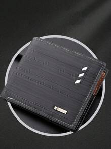 Men Metal Detail Small Wallet Credit Card Small Purse ID Window Bi-Fold Men Wallet Dad Gifts PU Leather Lightweight Minimalist Fashion Modern Business Anniversary On Valentine Day For Birthday Gift Gift Couple Men Male Gift - Royal Blue - View 1