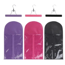 5 cái/lô Túi đựng tóc giả bằng vải không dệt tùy chỉnh, dày bằng nhựa PVC trong suốt chống thấm nước chống bụi, túi đựng phụ kiện tóc giả di động có móc treo quần áo, thích hợp cho lễ Halloween có in logo - Nhiều màu - Xem 3