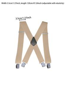 加大码男士1.37英寸宽加厚耐用X型背带，弹性可调节，配有4个强力夹子，休闲涤纶针织背带，理想礼物 - 彩色 - 查看 15