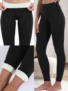 Bộ 3 quần legging lót nhiệt lưng cao cho nữ, quần bó mùa đông - màu đen - Xem 5