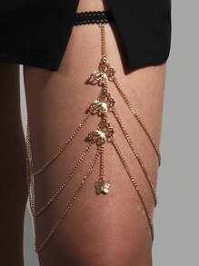 时尚甜美酷炫风格夸张小蛇吊坠腿链弹力蕾丝珠链个性化春夏身体链眼罩性感内衣配饰，万圣节，圣诞节，情人节，约会，派对，约会