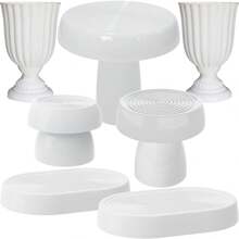 Party Decoration Kit 3 Cake Stands 2 Oval Trays 2 White Vases - trắng - Xem 1