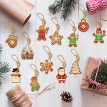 12 PIEZAS Decoraciones colgantes de árbol de Navidad, producto de papel, diseño lindo de Papá Noel, reno y hombre de jengibre con diseño de caramelos, colgantes navideños con cuerda para decorar puertas, paredes, árboles en interiores y exteriores - Multicolor - Ver 7