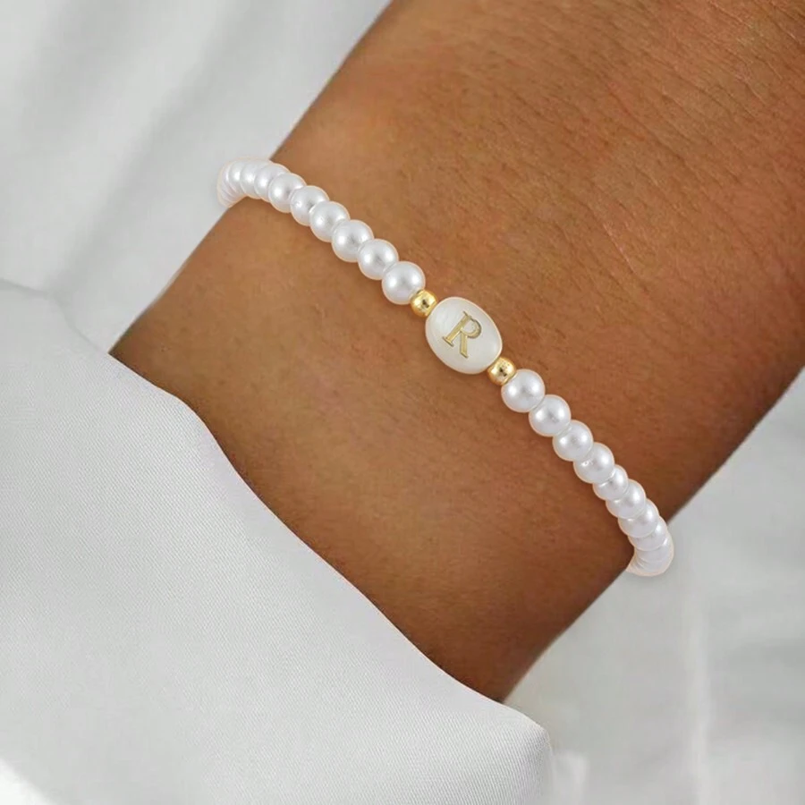 1 chiếc vòng tay hạt ngọc trai giả hình vỏ sò thời trang mới dành cho phụ nữ - trắng - Xem 1