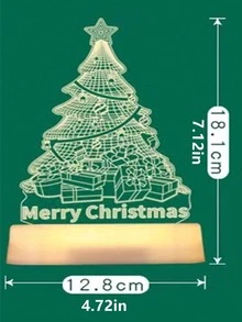 1 件亚克力圣诞树形圣诞快乐 LED 灯装饰灯、桌面小夜灯、电池和 USB 供电 - 白色 - 查看 4