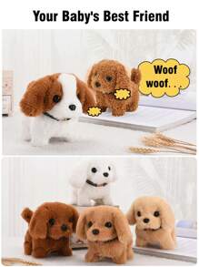 1 件仿真毛绒小狗会走路吠叫并发出声音可爱泰迪狗拉布拉多/圣伯纳犬创意电动儿童玩具电子宠物男孩女孩毛绒玩具礼物适合 3 岁以上儿童
