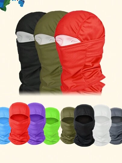 1pc Solid Color Balaclava Flying Tiger Headgear Full Face Covering Mask Outdoor Sports Windproof Sunscreen Headgear For Men Ski Masks