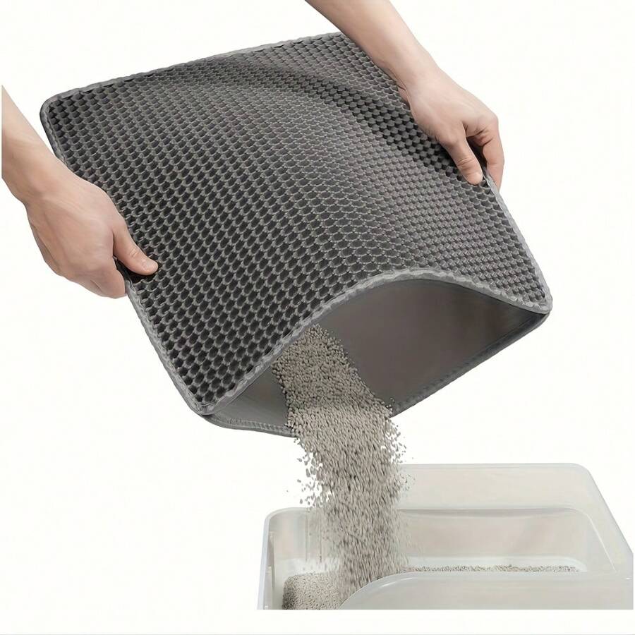 Double-Layer Honeycomb Design Cat Litter Mat, Non-Slip And Washable, Suitable For Pet Toilets And Litter Boxes - Multicolor - View 1