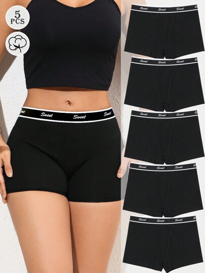 5 Packs Women Shorts Comfortable Minimalist Ribbon Low Rise Boxers For Daily Wear Ideal For Sports And Relaxing