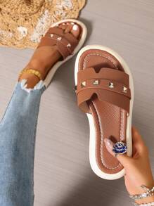 新款女士时尚拖鞋，时尚绑带，户外休闲居家海滩度假，厚底厚底平底凉鞋