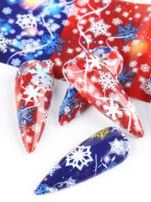 10 tờ giấy dán móng tay hình Giáng sinh bằng giấy bạc thiết kế hỗn hợp cho năm mới và Giáng sinh, giấy bạc nghệ thuật làm móng, ông già Noel nhiều màu, chuông bông tuyết, ngôi sao, giấy dán tường tự làm, đồ dùng làm móng cho phụ nữ và bé gái - Nhiều màu - Xem 7