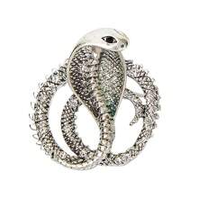 复古蛇形设计男士水钻水晶金属胸针，独特的动物翻领别针，适合西装 - 彩色 - 查看 2