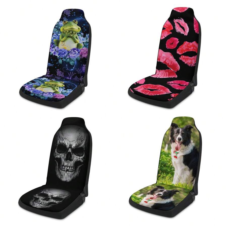 1 tấm bọc ghế trước ô tô hình chó chăn cừu, đầu lâu, ếch, hoa hồng xanh, phù hợp với hầu hết các loại xe - Nhiều màu - Xem 1