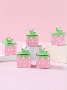 24 Piezas Caja de dulces con diseño de fresa rosa, Caja de dulces de papel 3D, Decoración para fiesta de cumpleaños, Suministros para fiesta con temática de fresa, Decoración de cumpleaños, Empaque para galletas y bocadillos, Baby Shower - fresa rosa - Ver 6