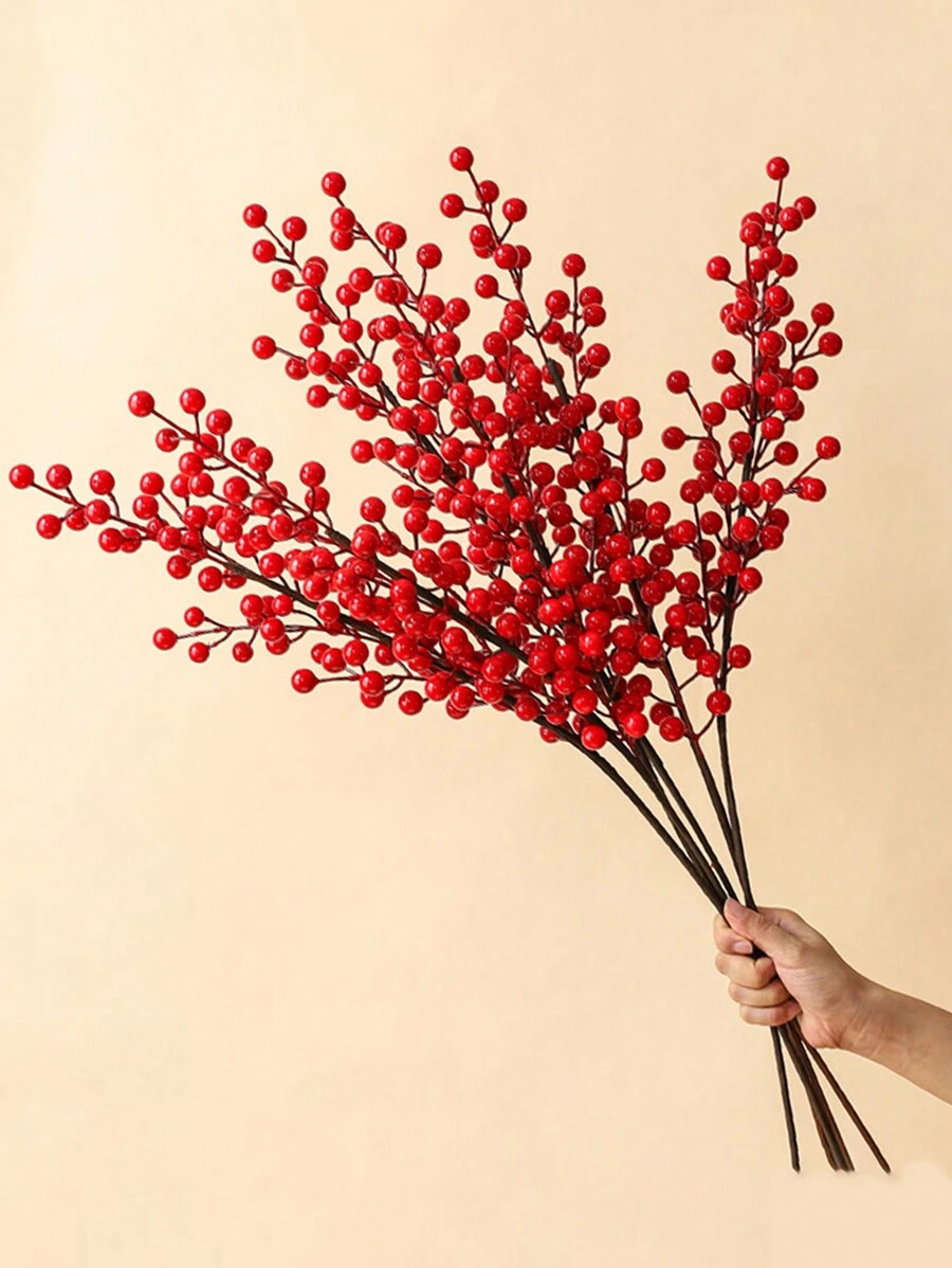 MEHELANY 2 Cái/1 Cái Quả mọng đỏ nhân tạo, Cây giả trang trí Tết Nguyên đán Trung Quốc màu đỏ, Cây giả trang trí PE màu đỏ, Củ quả mọng nhân tạo màu đỏ để trang trí, Trang trí lễ hội mùa xuân, Trang trí tiệc tùng, Trang trí tiệc mừng năm mới, Ngày lễ tình nhân, Quà tặng - Chữ thập đỏ-6 - Xem 1