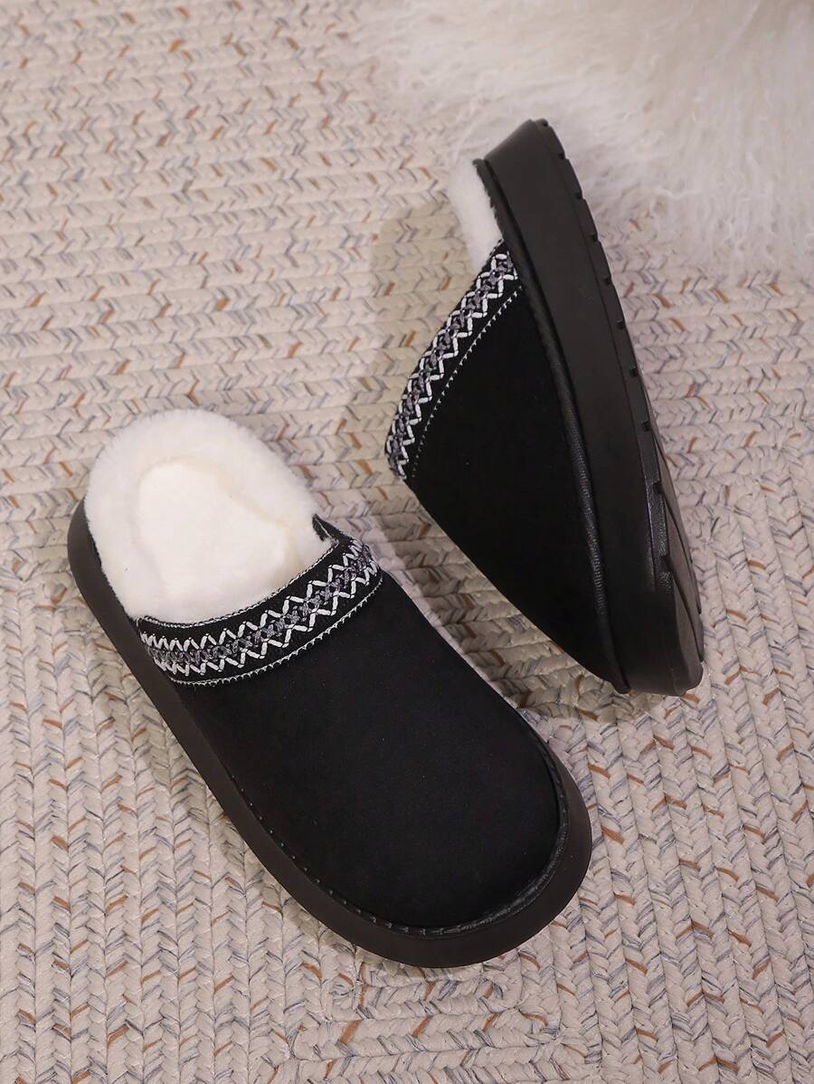 Giày đi tuyết đế cao su ấm áp mềm mại cho nữ đi trong nhà ngoài trời - màu đen - Xem 1