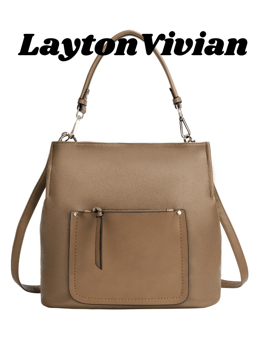Laytonvivian Women's Plain Shoulder Bag With Extra Pocket - 卡其色 - 查看 1