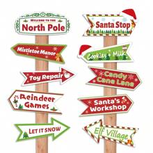 20 piezas Señales de patio del Polo Norte Decoración navideña para el jardín al aire libre Decoración de arte invernal del taller de Papá Noel Señal de césped y estacas de jardín con la decoración del patio delantero de "Que Nieve" - Navidad - Ver 1