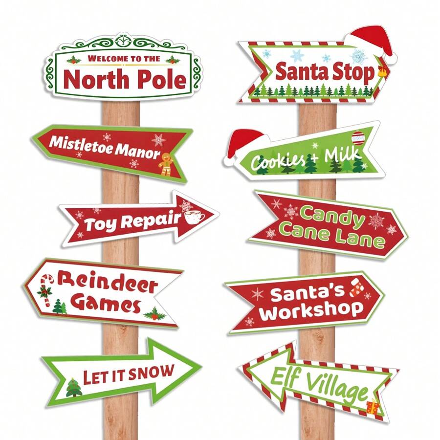 20 piezas Señales de patio del Polo Norte Decoración navideña para el jardín al aire libre Decoración de arte invernal del taller de Papá Noel Señal de césped y estacas de jardín con la decoración del patio delantero de "Que Nieve" - Navidad - Ver 1