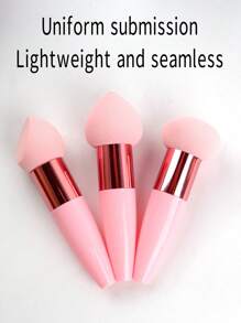 Set de 3 pinceles de maquillaje prácticos: punta en ángulo, punta redondeada y punta recta, para uso en húmedo y seco con barra de base