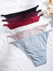 Bộ 6 chiếc quần lót bikini dây mảnh nhiều màu sắc dành cho nữ, cạp thấp, kiểu cắt cao, chất liệu co giãn, cỡ S-XXL. - Nhiều màu - Xem 6