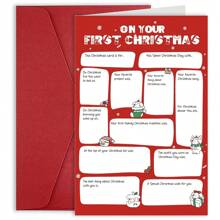 1PC. Thiệp Giáng sinh đầu tiên thú vị cho bé trai và bé gái, Thiệp Giáng sinh phỏng vấn hỏi đáp dễ thương, Thiệp Giáng sinh đầu tiên của cha mẹ dành cho trẻ sơ sinh, Thiệp Giáng sinh dạng câu hỏi - Một cỡ - Xem 10