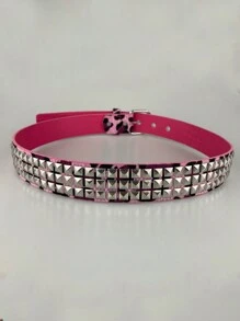 新款豹纹羽毛装饰腰带，朋克风系列，嘻哈腰带，Y2K铆钉腰带，时尚百搭，适合夏季、秋季、万圣节、秋冬季等各种场合，青少年、青年、男士皆宜，休闲、户外、运动、度假、毕业礼物、生日礼物、日常穿着皆可。 - 彩色 - 查看 9