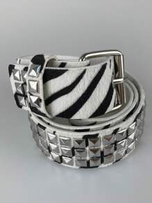 新款豹纹羽毛装饰腰带，朋克风系列，嘻哈腰带，Y2K铆钉腰带，时尚百搭，适合夏季、秋季、万圣节、秋冬季等各种场合，青少年、青年、男士皆宜，休闲、户外、运动、度假、毕业礼物、生日礼物、日常穿着皆可。 - 彩色 - 查看 6