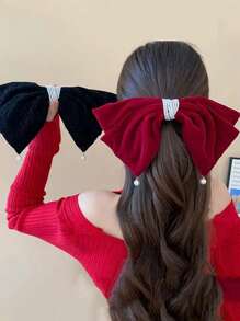 Mới đến Hot-bán chạy Kẹp tóc nơ ngọc trai nhung, Kẹp tóc mùa xuân ngọt ngào Phụ kiện kẹp tóc thời trang phù hợp cho phụ nữ, Mùa thu/Đông - Nhiều màu - Xem 10