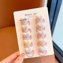 10 件彩虹色心形发带、马尾辫夹、无损新款发饰 - 彩色 - 查看 4