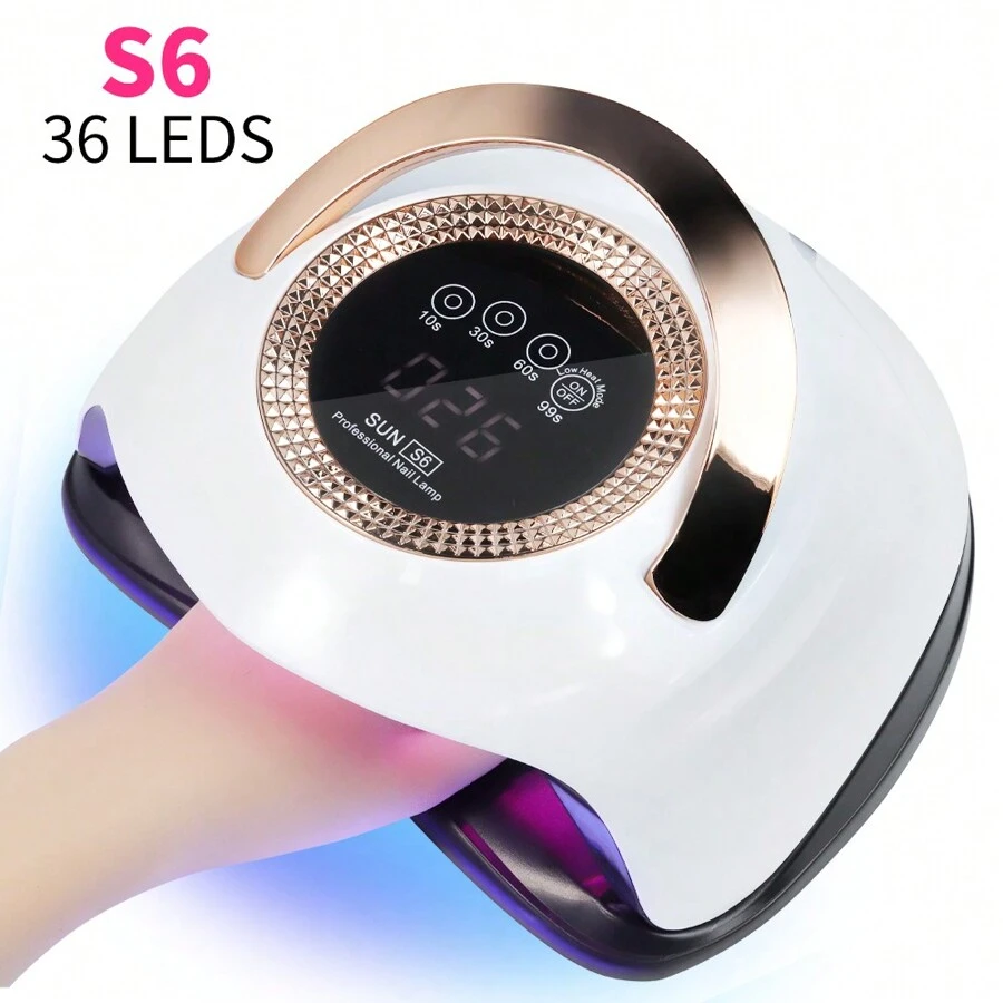 LIMEGIRL SUN S6 LED 美甲灯，36 颗灯珠覆盖，专业快干光疗机，4 种时间设置，可拆卸底板，无香味 - 查看 1