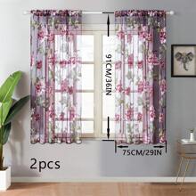 3 chiếc rèm cửa nhà bếp in hoa hồng tím phong cách nông thôn thanh lịch - Trang trí nhà cửa, dễ lắp đặt - Màu tím - Xem 16