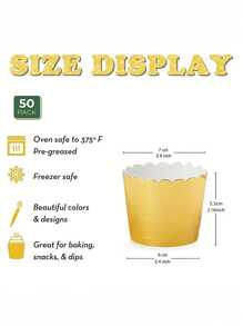 15 件圣诞节和情人节厚金箔纸杯蛋糕衬垫，1 套耐热迷你蛋糕松饼硅胶模具，布丁和甜点容器，实用的婚礼和生日派对厨房工具 - 金色 - 查看 7