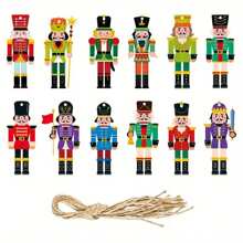 12 cái/bộ 11cm Mặt dây chuyền giấy hình người lính óc chó mini thích hợp để trang trí cây thông Noel Mặt dây chuyền giấy hình người lính óc chó hai mặt - Mặt dây chuyền giấy Giáng sinh - Xem 5