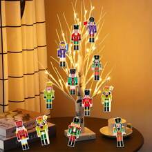 12 cái/bộ 11cm Mặt dây chuyền giấy hình người lính óc chó mini thích hợp để trang trí cây thông Noel Mặt dây chuyền giấy hình người lính óc chó hai mặt - Mặt dây chuyền giấy Giáng sinh - Xem 6