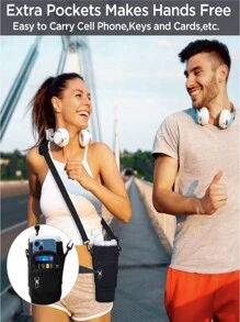 1 pieza de bolsa portadora de botella de agua con bolsillo para teléfono + 1 pieza de funda de pajita de color aleatorio para vaso aislado de 40/30 Oz, funda de botella de agua de neopreno con correa ajustable, gancho para llaves, adecuado como regalo de Navidad, regalo de Año Nuevo